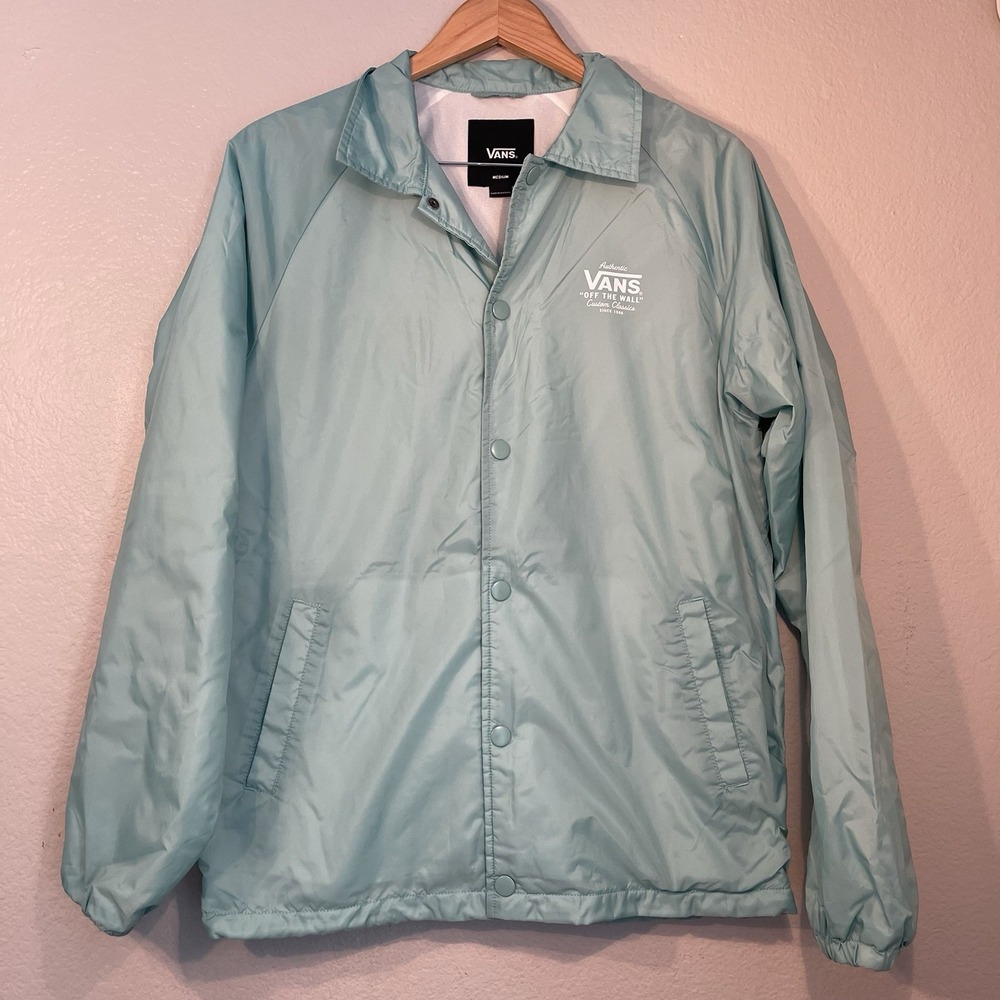 Vans Mens Medium Light Blue Torrey Coaches Snap Front Jacket Windbreaker